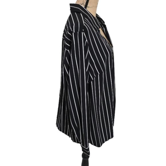 Carolina Belle Black and White Striped Button‎ Down Shirt Plus Size 2X New - Picture 2 of 5